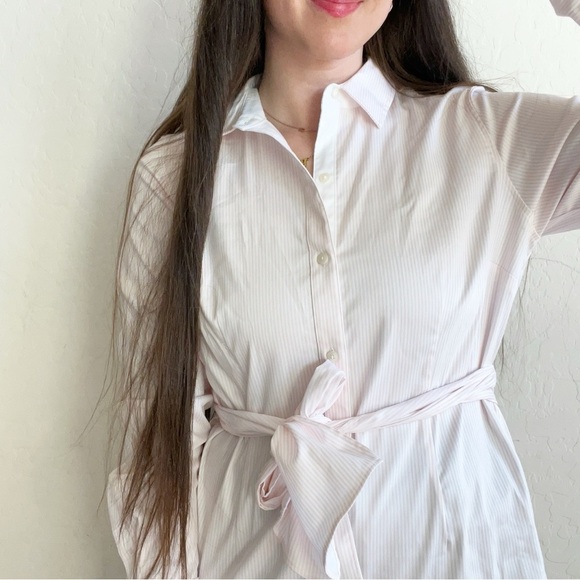 UnTUCKit Pink Pinstripe Clara Button Down Top - Picture 2 of 12